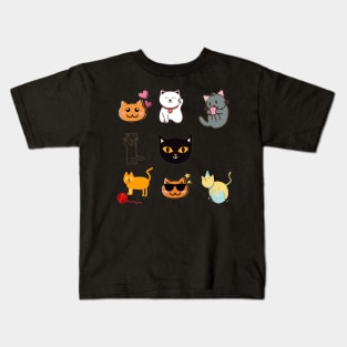 Cat 8 pk Stickers Collection Kids T-Shirt